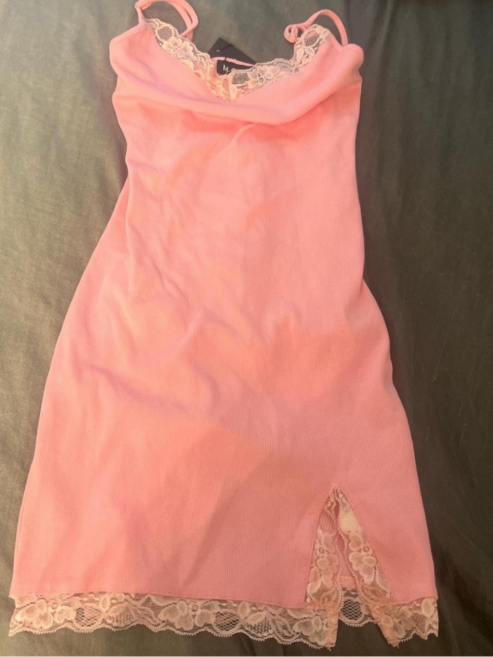Motel Rocks Pink Lace-Trimmed Mini Dress
